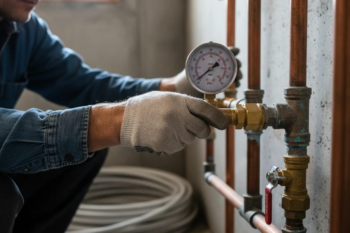 Pressure testing a repaired line during Water Line Repair in Weirsdale